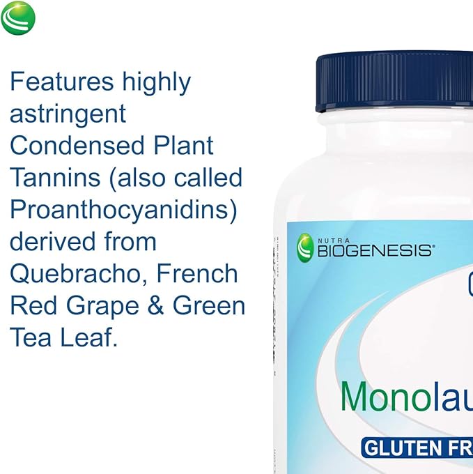 Nutra Biogenesis Monolaurin - Monolaurin Capsules Coconut Monolaurin Support Supplement for Men &amp Women 1000mg Per Serving for Adults - 120 Vegan Capsules