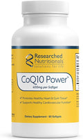 Researched Nutritionals CoQ10 400mg Softgels for Heart Health - Therapeutic-Strength Coenzyme Q10 Supplement - Support Natural Energy &amp Immune Function Promote Healthy Gum Tissue (60 Softgels)