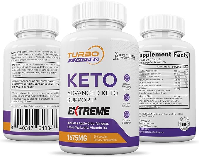 (10 Pack) Turbo Ripped Keto ACV Extreme Pills 1675MG Keto Support Blend Capsule Alternative Keto ACV Gummies Formulated with Apple Cider Vinegar Extra Virgin Olive Oil Powder Green Tea 600 Capsules