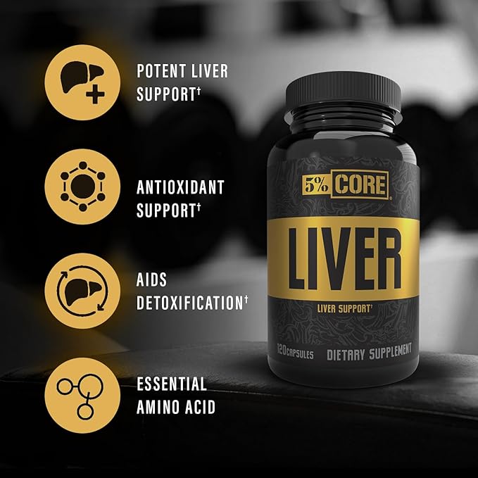 5% Core Liver Support | NAC (N-Acetyl L-Cysteine) 1000mg Milk Thistle 750mg L-Glutathione 300mg | Liver Cleanse Detox &amp Repair Supplement (30 Capsules)