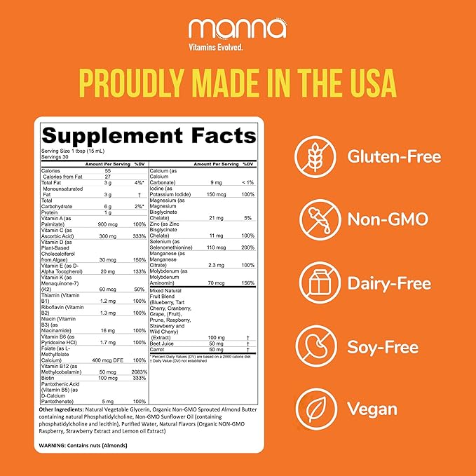 Manna Vitamins Evolved Liposomal Multivitamin - Daily Multivitamin Provides 20 Vitamins and Minerals - Multivitamins for Men and Women - Boosts Immune System Supports Energy and Metabolism 3 Pack