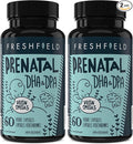 Freshfield Prenatal Vegan Omega 3 DHA: Sustainable Carrageenan Free Third Party Tested Compostable Bottle Carbon Neutral. Supports Heart Brain Joint Health w/DPA (Pack of 2)
