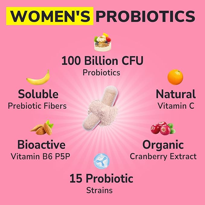 Probiotics for Women 100 Billion CFU 15 Strains 30 Capsules and 120 Capsules Magnesium Citrate 420mg with Vitamin D3 &amp B6