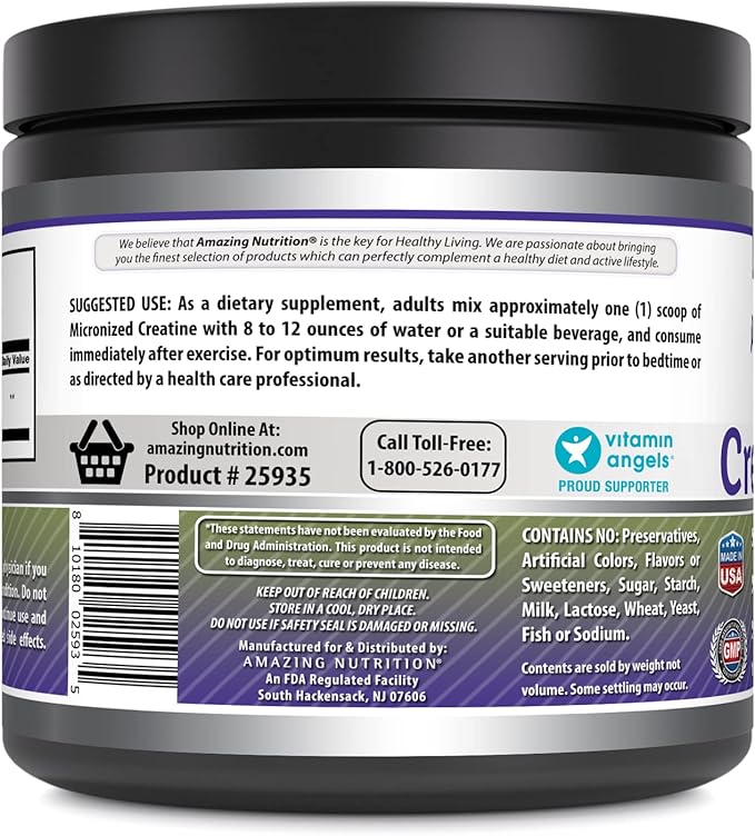 Amazing Formulas Micronized Creatine Monohydrate Powder Supplement | 5000 mg Per Serving | Ideal Pre &amp Post Workout Supplement | Made in USA (2.2 Lb Unflavored)