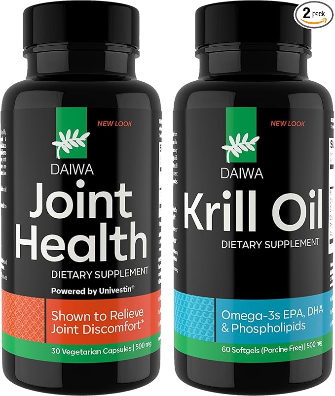 Daiwa Joint and Krill Oil Supplement Pack - Omega 3 Krill Oil Capsules with Herbal Blend 2-in-1 Formula