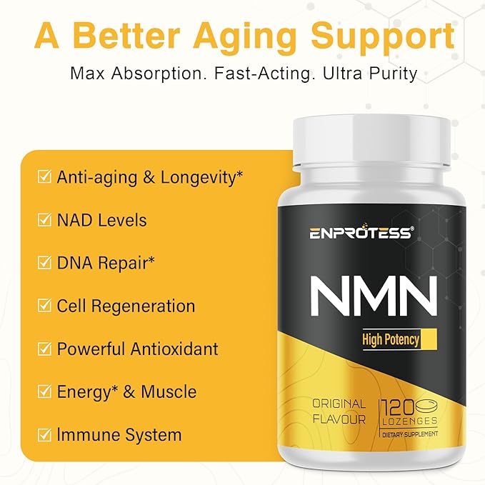 Sublingual NMN 500mg Max Absorbency &amp Fast-Acting NMN Supplement（120-Day Supply） 99% Pure NMN (Nicotinamide Mononucleotide) for NAD Cell Immune Energy Muscle Anti-Aging Longevity 120 Loze