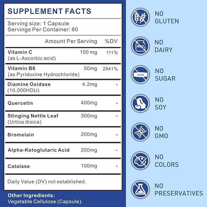 DAO Enzyme Supplement Histamine Diamine Oxidase Supplement for Smooth Digestion - Made in USA - 60 Softgels (3 Bottles)