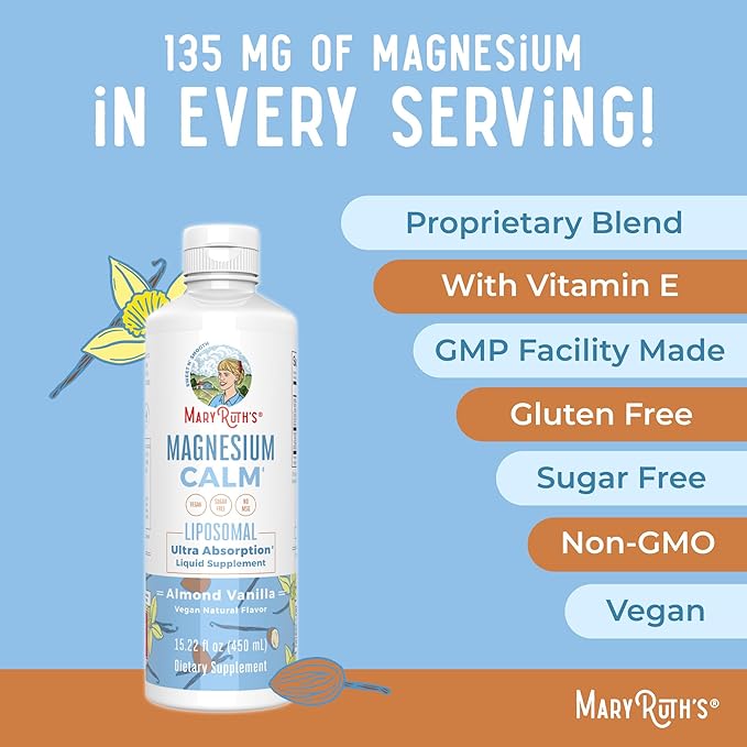 MaryRuth Organics Magnesium Liposomal| Magnesium Supplement | Magnesium Bisglycinate | Muscle &amp Bone Support | Mood Support Vitamin | Vegan | Non-GMO | Gluten Free | 15.22 Fl Oz | 30 Servings