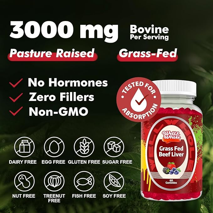 Well&ampWhole Grass Fed Beef Liver Gummies and Grass Fed Beef Kidney Gummies