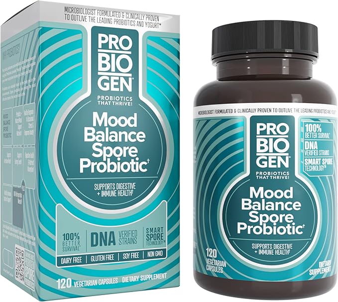 Probiogen Stress &amp Mood Balance Probiotic Ashwagandha Supplement 120 Count