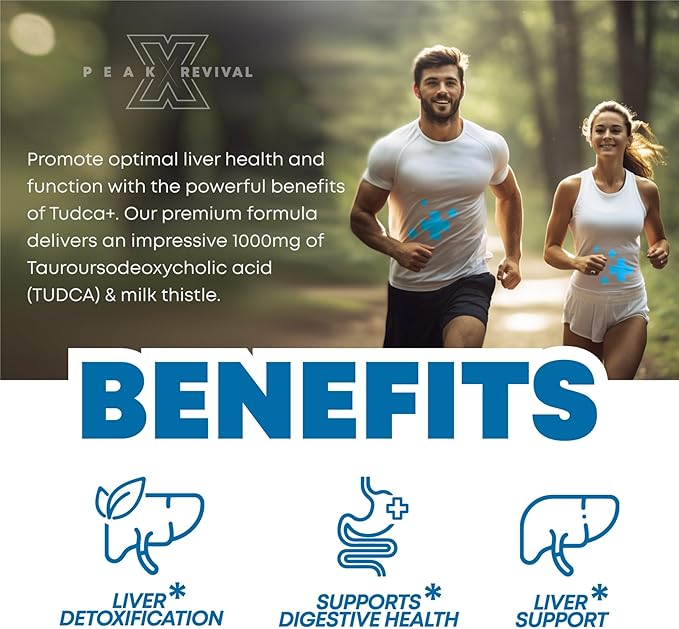 TUDCA+ 1000mg Bile Salt Supplement for Liver Support Detoxification Digestive Health and Skin Health - Made in the USA (60 Vegan Capsules)