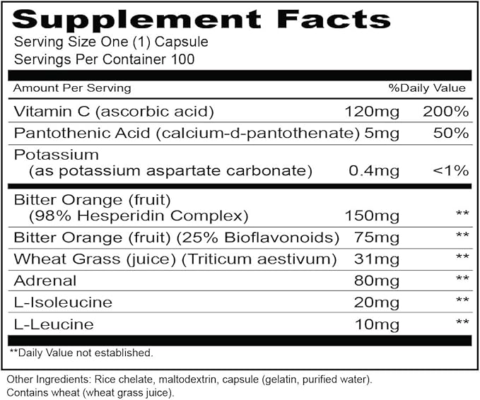 Priority One Vitamins Adrenal Focus 100 Capsules Adrenal Support