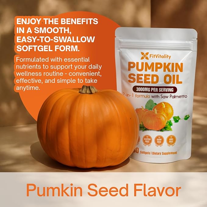 Pumpkin Seed Oil Softgels 330 Count Premium Herbal Supplement Cold-Pressed Vegan Non-GMO