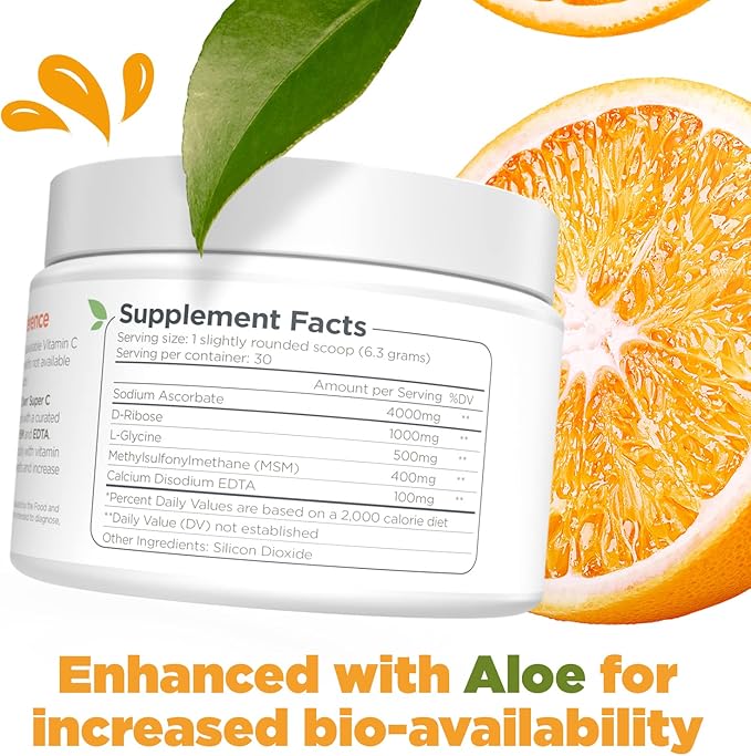 Dr. Keith's Own Super C-High Dose Powdered Vitamin C 4000mg with D-Ribose Glycine MSM-Highly Absorbable Stomach-Friendly Collagen Boost Immune Support-Unflavored 200 Grams (30 Servings)