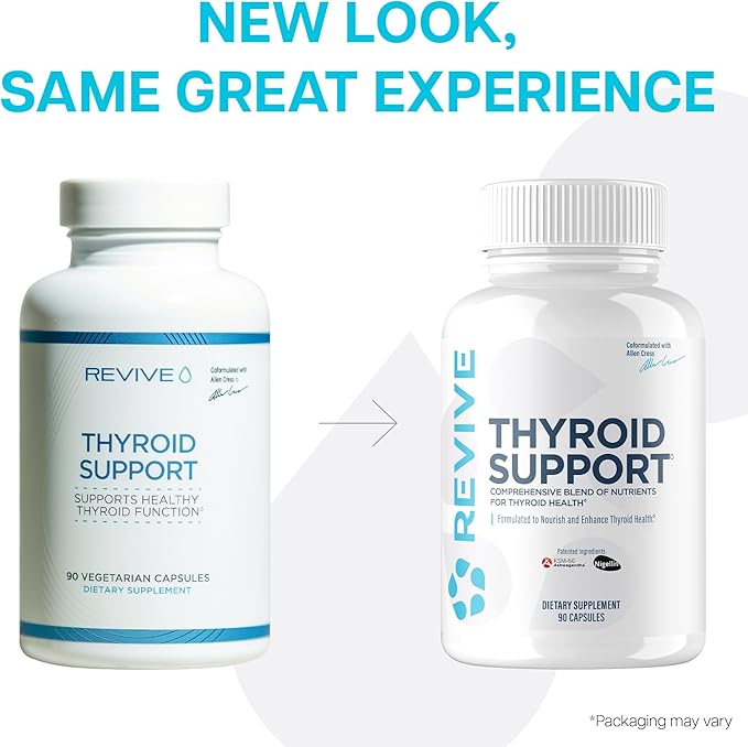 Revive MD Thyroid Support Supplement for Men &amp Women - Comprehensive Blend of Nutritents Supports Healthy Thyroid Function with Essential Vitamin Minerals &amp Herbs (90 Capsules 30 Servings)