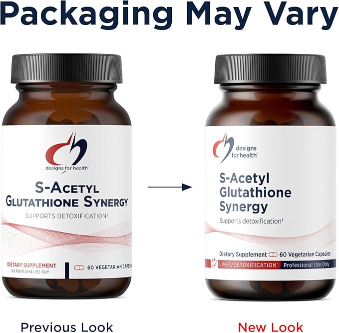 Designs for Health S-Acetyl Glutathione Synergy - 200mg S-A-GSH with NAC + Vitamin B6 - Non-GMO Antioxidant Supplement to Help Support Normal Detoxification (60 Capsules)
