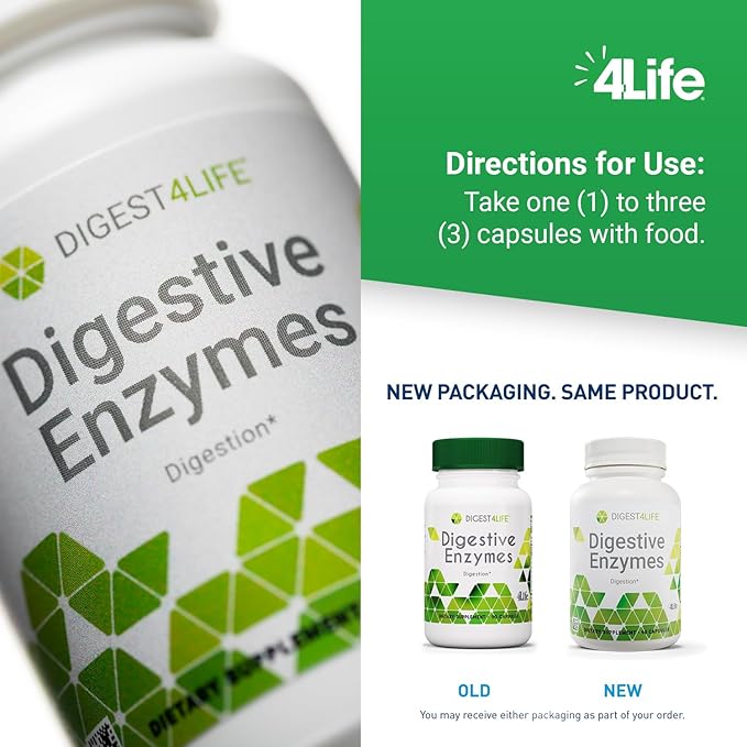 4Life Digestive Enzymes - Supports Digestive and Intestinal Health Food Absorption and Breakdown of Protein Carbohydrates and Fats - 90 Capsules