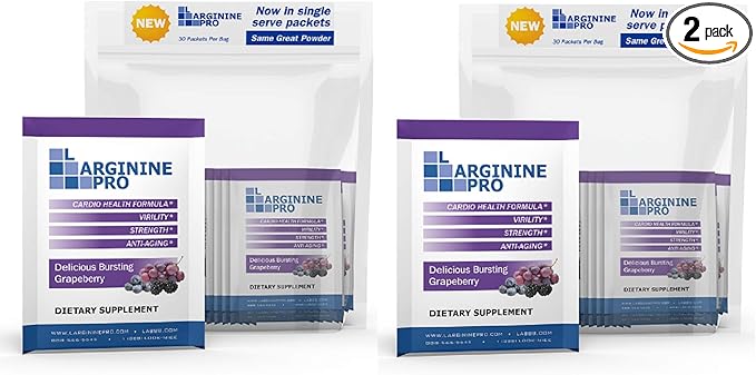 L-ARGININE PRO | 5500mg L-Arginine Plus L-Citrulline 1100mg Grape Powder Drink Mix Supplement for Increased Nitric Oxide Production