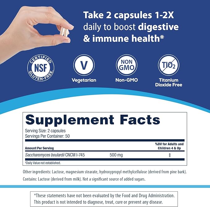 Florastor Family Probiotic Bundle - 100 ct. Probiotic for Digestive &amp Immune Health for Men &amp Women + 20 ct. Kids Daily Probiotic Unflavored Powder Sticks - Boost Good Bacteria &amp Flush Ou