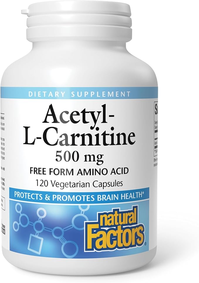 Natural Factors Acetyl L-Carnitine 500 mg Promotes a Healthy Memory Concentration and Brain Function 120 capsules (60 servings)