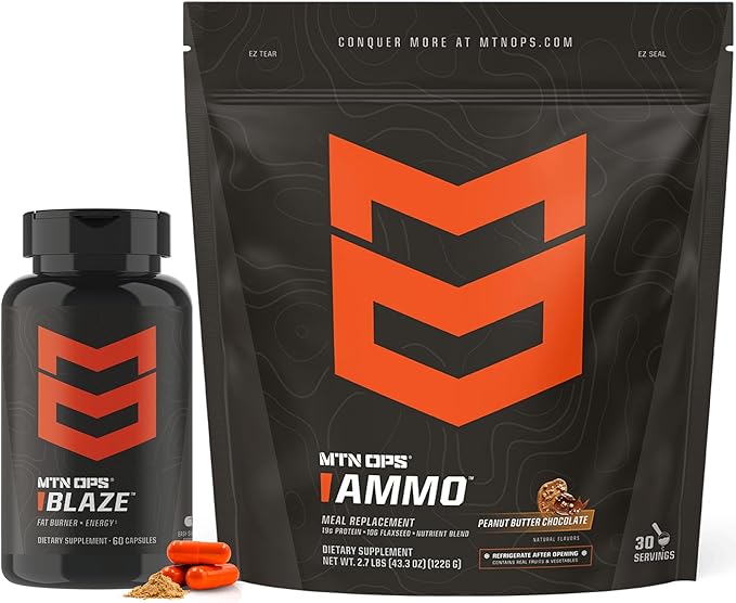 MTN OPS Blaze &amp Ammo Peanut Butter Chocolate Bundle – Thermogenic Fat Burner + Lean Muscle Protein Stack