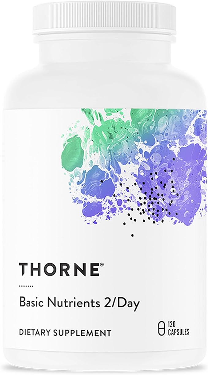 THORNE - Basic Nutrients 2/Day - Comprehensive Daily Multi-Vitamin with Optimal Bioavailability - Vitamin &amp Mineral Formula - Third-Party Certified - Gluten Dairy &amp Soy-Free - 120 Capsules