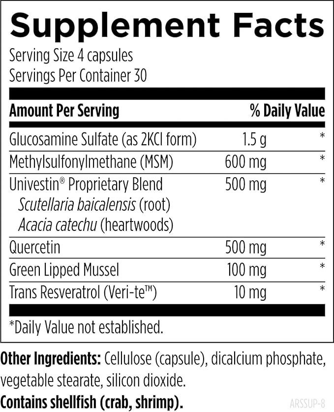 Designs for Health ArthroSoothe Supreme - Joint Support Supplement for Adults with Glucosamine Sulfate Quercetin Green Lipped Mussel MSM Chinese Skullcap + More - Non-GMO (120 Capsules)