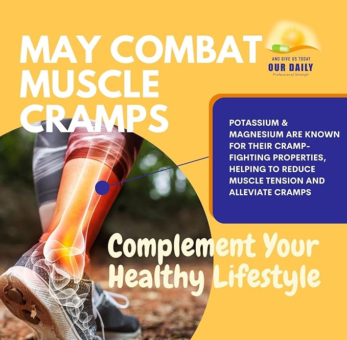 Our Daily Vites Magnesium Potassium Complex 90 Capsules Supplement High Absorption Magnesium Aspartate Oxide Support Vascular Health &amp Leg Cramp Potassium Aspartate Chloride