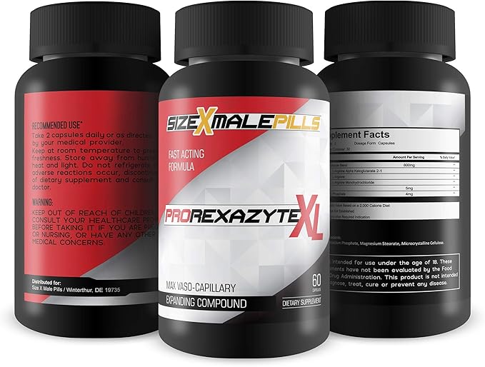 Pro Rexazyte XL - Max Vaso-Capillary Expanding Compound - L-Arginine Enlargement Formula for Improved Blood Flow and Vein Expansion - Pro XL Rexazyte Pills for Improved Circulatory Function