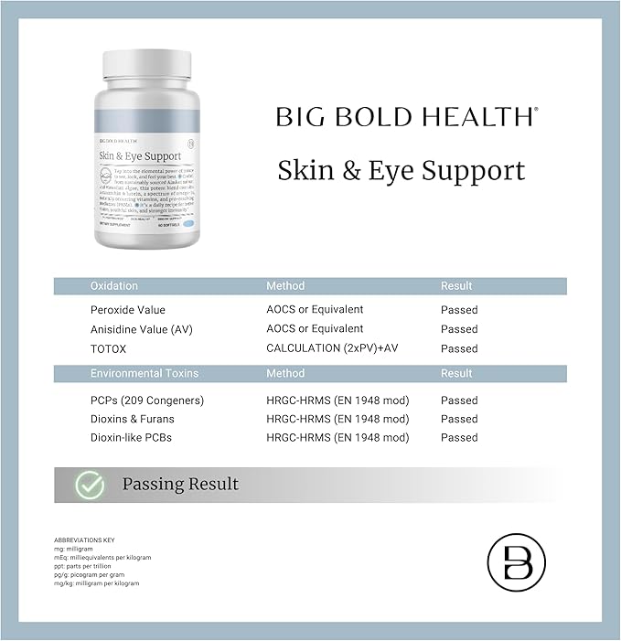 BIG BOLD HEALTH Skin &amp Eye Support - Omega-3 Complex with Alaskan Salmon Oil DHA Astaxanthin &amp Lutein for Healthy Eyes &amp Skin - 60 Softgels