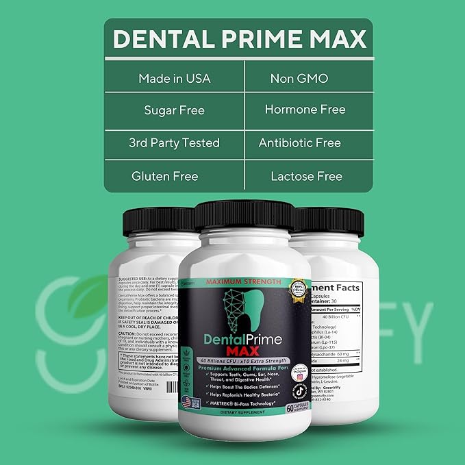 DentalPrime MAX Probiotic Supplement 40 Billion CFU MAKTREK Bi-Pass Technology 60 Capsules 30-Day Supply (2)