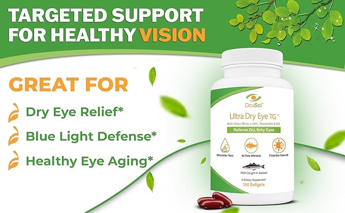 Formulated for Dry Eyes with Triglyceride Ultra Pure Omega-3 Omega-7 Lutein and D3 and a Dry Eye Compress