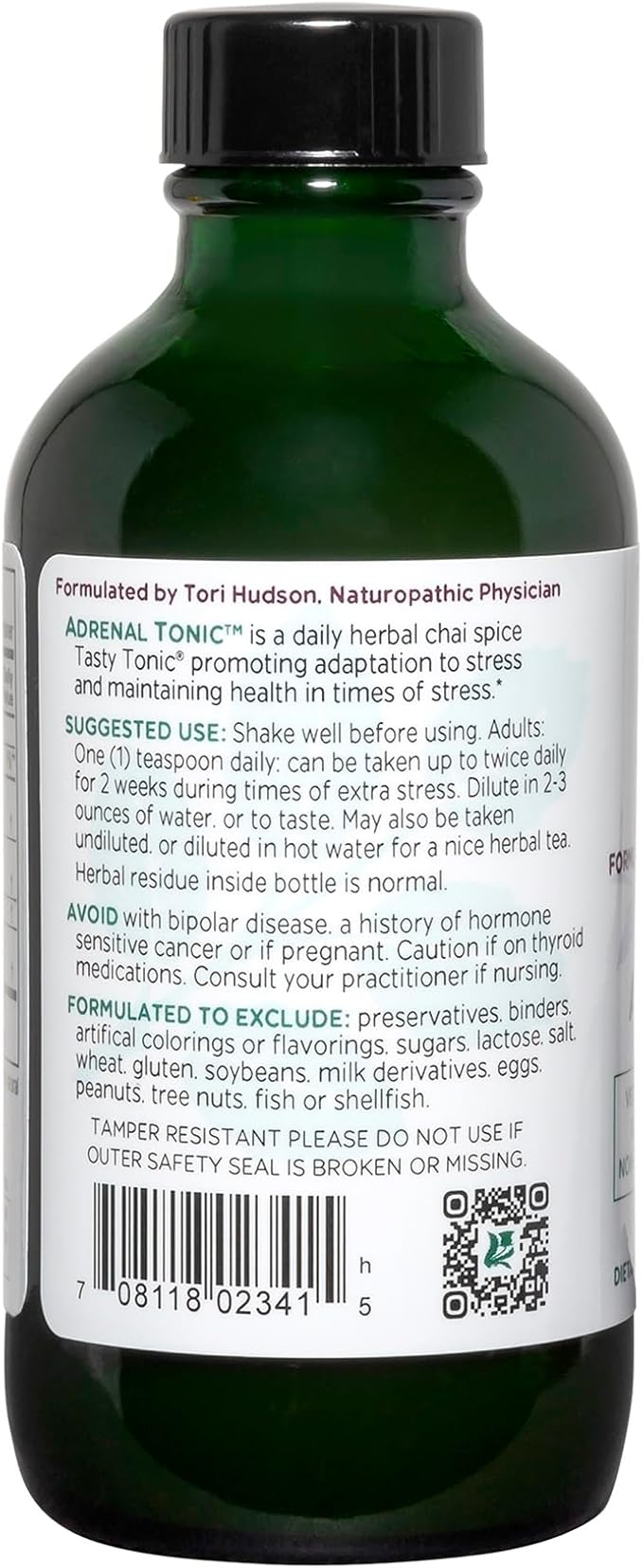 Vitanica - Adrenal Tonic Adrenal Support Vegetarian 4 Ounce (Packaging May Vary)