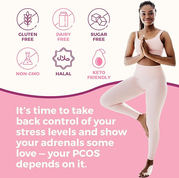 VITA-PCOS Cortisol Supplement for Women – Cortisol Vitamins for Endocrine &amp Energy Stabilizing Formula for Women – Rhodiola Rosea Extract Ashwagandha L-Theanine &amp Phosphatidylserine – 60 Ca