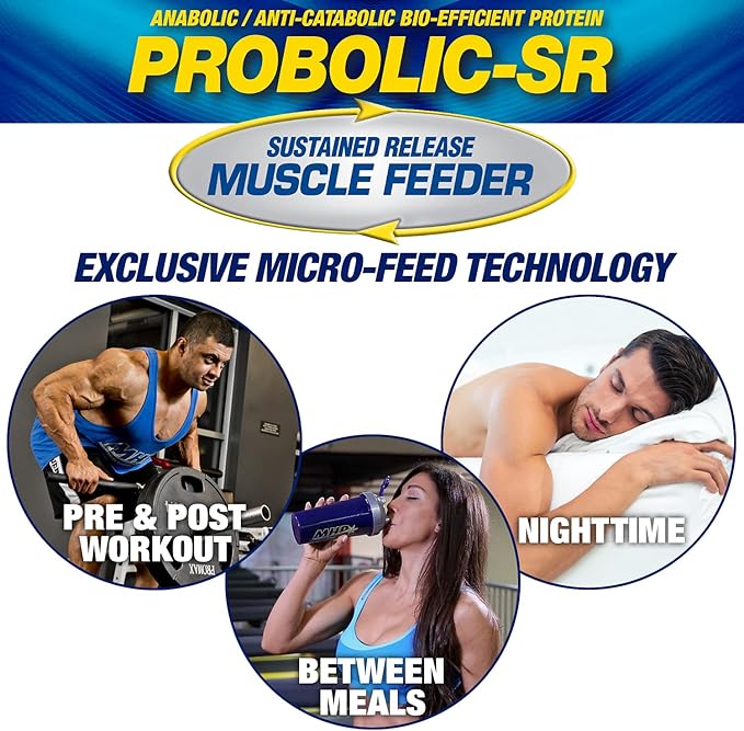 Maximum Human Performance Probolic-SR Sustained Release Protein Powder 24g Protein BCAAs Glutamine Arginine Pre-Workout Post-Workout Nighttime Protein 2lbs 26 Servings Cookies &amp Cream