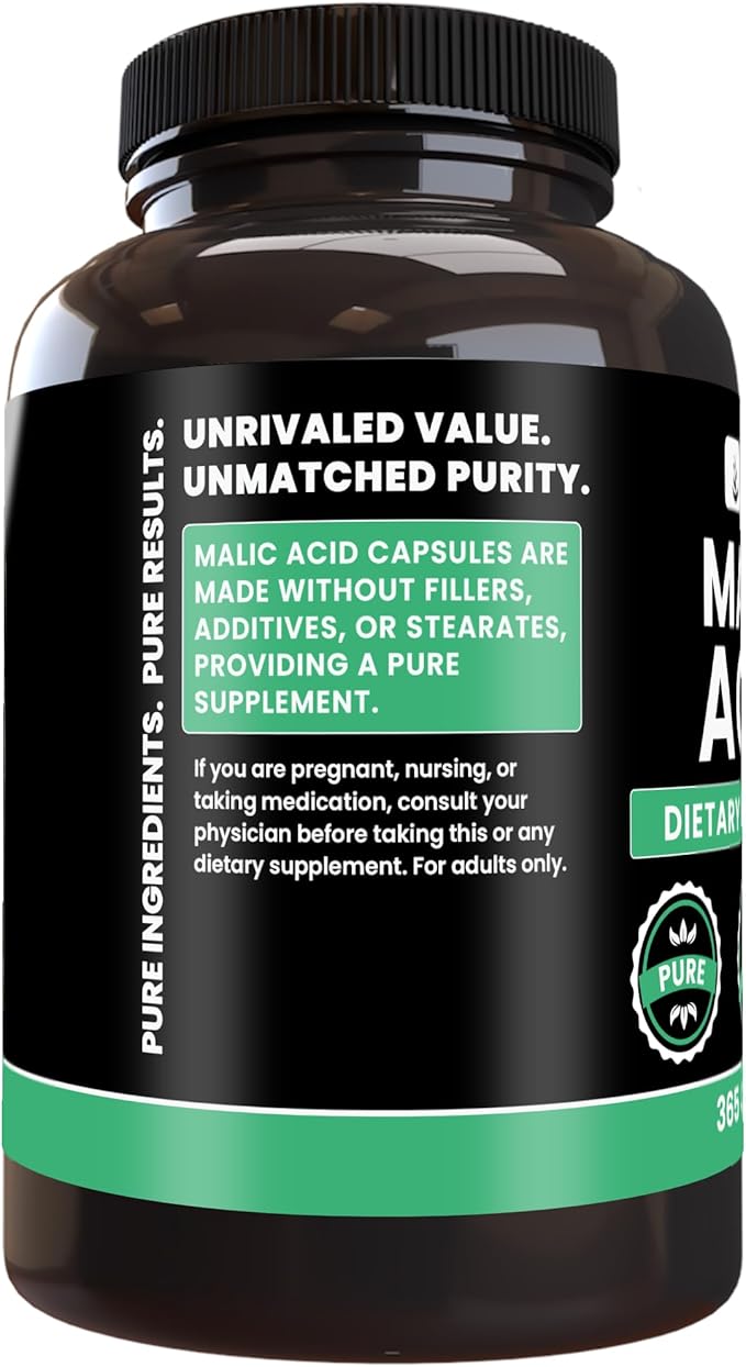 Pure Original Ingredients Malic Acid (365 Capsules) No Magnesium Or Rice Fillers Always Pure Lab Verified