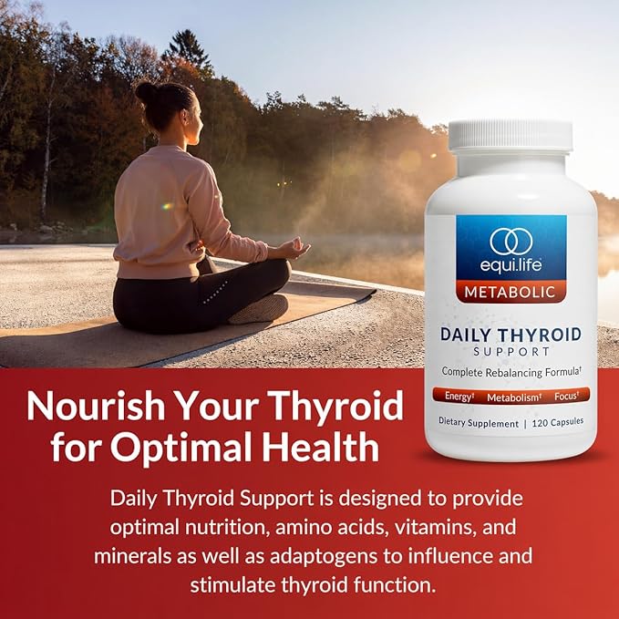 Equilife Thyroid Support Vitamins and Minerals Supplement with Vitamin C Zinc Vitamin E Iodine and Selenium Adaptogens &amp Amino Acids Formula Overall Wellness Support Gluten Free 120 Capsu