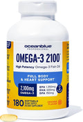 Oceanblue Professional Omega-3 2100 – 180 ct – Triple Strength Burpless Fish Oil Supplement with High-Potency EPA DHA DPA – Wild-Caught – Orange Flavor (90 Servings)