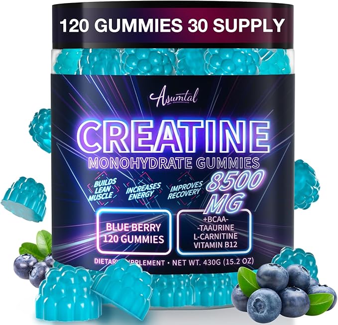 Creatine Monohydrate Gummies Complex 8500 MG for Men &amp Women Creatine Monohydrate Supplement 120 Chews