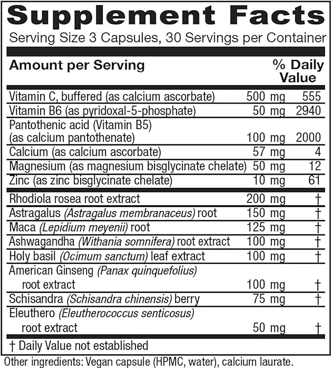 Vitanica Adrenal Assist Adrenal Support Vegan 180 Capsules