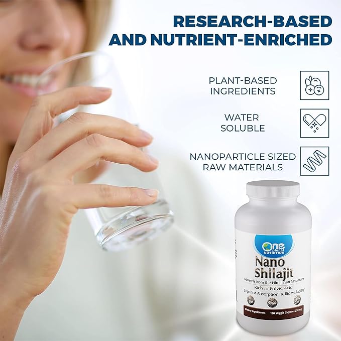 One Planet Nutrition Nano Shilajit 250 mg Veggie Capsules (120 Servings) 40-60% Fulvic Acid Nano for Enhanced Absorption Rich in Minerals Non-GMO Vegan Gluten Free