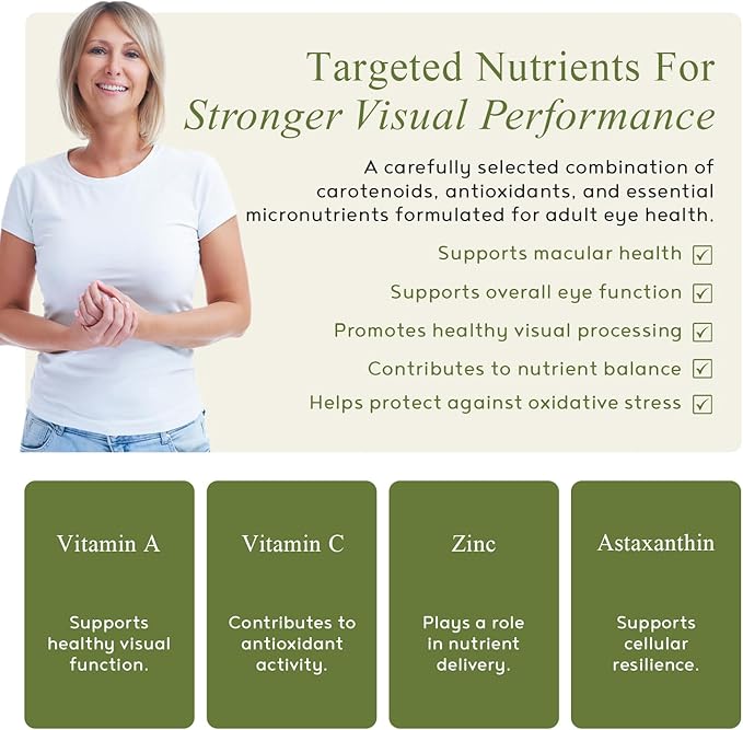 Vision Expertly Formulated Lutein and Zeaxanthin Supplements for Eye Health AREDS2 Preservision Support Astaxanthin Zinc Thiamine Eye Vitamins A &amp C - 30 Capsules (Pack of 1)