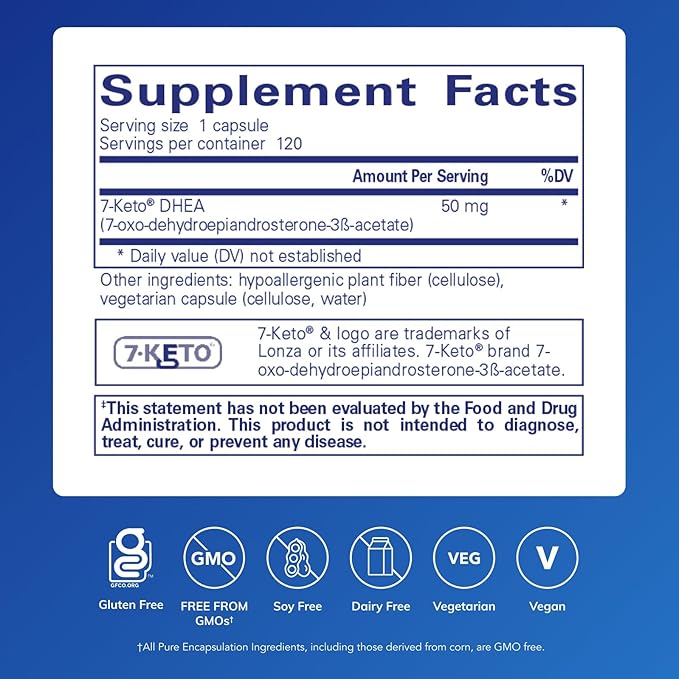 Pure Encapsulations 7-Keto DHEA 50 mg | Unique DHEA Metabolite Supplement to Support Thermogenesis and Healthy Body Composition* | 120 Capsules