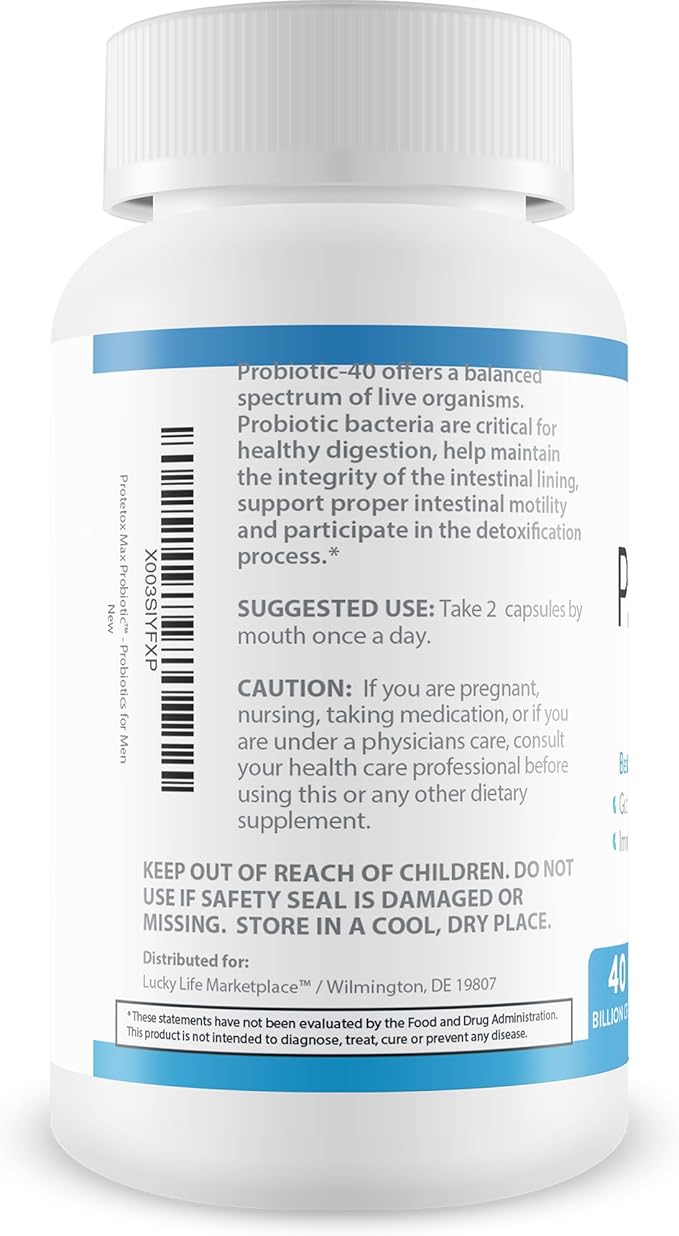Protetox Max Probiotic - Premium Probiotic Formula - Help Reduce Gut Bloat &amp Support Digestive Health - Natural Immune Support - Best Probiotics for Men &amp Women Pack of 1