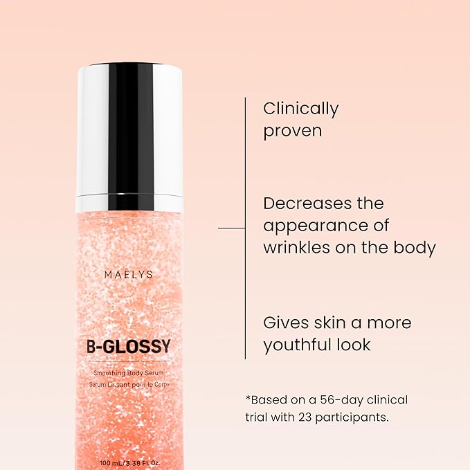 MAËLYS B-GLOSSY Smoothing Body Serum for Women - Hyaluronic Acid &amp Peptide Formula - Helps Reduce the Look of Wrinkles Texture &amp Crepey Skin - Lightweight Fast-Absorbing Anti-Aging Serum (2