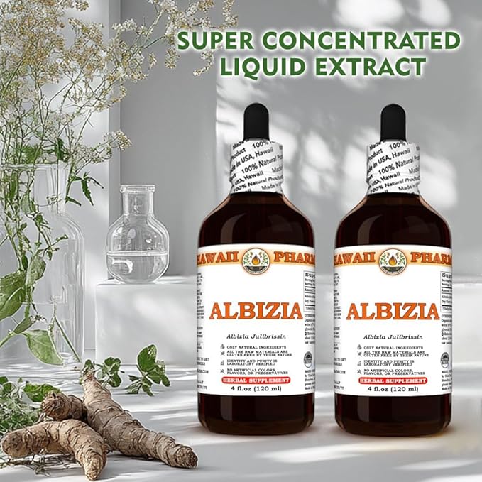 Hawaii Pharm Albizia Extract Tincture for Mood Balance Promotes Calm Supports Emotional Well-Being Eases Sleep Troubles Encourages Relaxation - 4 fl.oz
