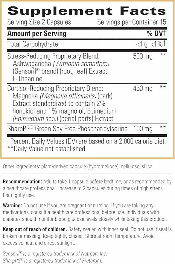 Integrative Therapeutics Cortisol Manager Allergen Free - Adrenal Health Support Supplement for Healthy Stress Response* - Vegan Non-Dairy &amp Gluten-Free - 30 Capsules (15 Servings)