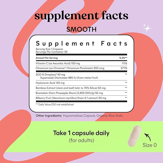 Lemme Debloat and Smooth Bundle - Prebiotic Probiotic &amp Digestive Enzyme Capsules for Bloating &amp Gas Relief Reduce Cellulite Plump Skin Smooth Cellulite