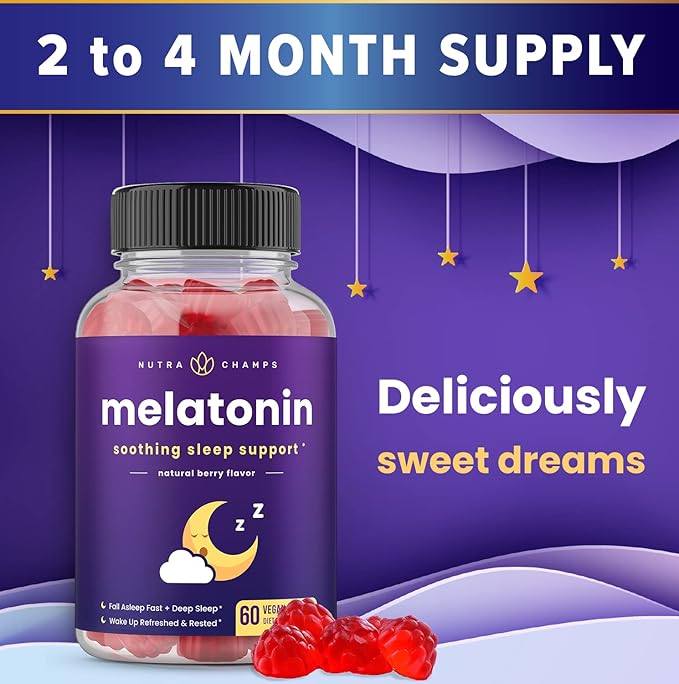 Melatonin Gummies for Kids &amp Adults | Natural Sleep Aid Drug-Free Vegan Berry Flavor Kids Melatonin Gummy Supplement | 2.5mg 5mg or 10mg Dose | Sleeping Pills Substitute 60 Gummies (Pack of 2)