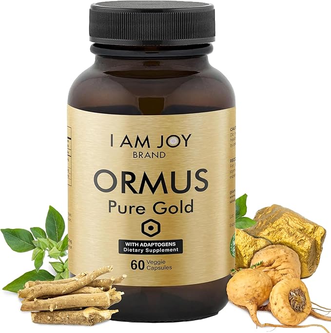 I Am Joy co. Ormus Gold Capsules Monoatomic Elements with Adaptogens Maca and Ashwaganda | May Help Balance Mood Decalcify Pineal Gland Repair DNA Enhance Relaxation - 60 Vegan Capsules